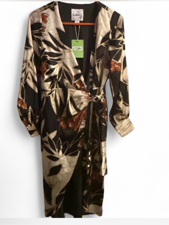 Sam Edelman Other - Silky Black & Gold Floral Wrap Dress - Women